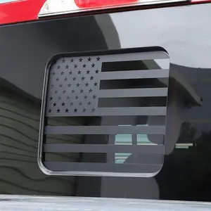 Ford Rear Middle Window American Flag Vinyl Sticker - Matte Black for F150 F250 F350 2015-2019 2020-2021 2022-2023 2024 - Exterior Accessory