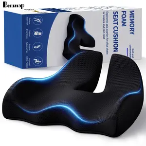 【Mother's Day Gift】Benazcap Non-Slip Ergonomic Memory Foam Seat Cushion for Office Gaming Chair & Car,Pressure Sciatica Pain for Long Drives,Washable Cover, Back & Leg Support,SummerVibes