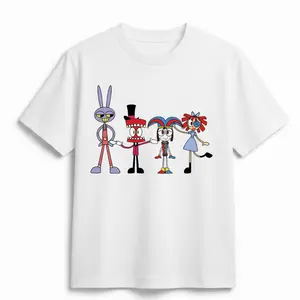 The Amazing Digital Circus Character Tee | Jax Caine Pomni Ragatha Graphic T-Shirt | Colorful Cartoon Streetwear Shirt | Unisex Cotton Tee | Animation Fan Gift
