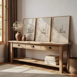 3 Pieces Optional Wooden Frame Islamic Quran Verse And Quote Print On Canvas Painting Wall Poster Featuring Beige And Brown Abstract Art Print For Wall Decor And Home Decor Modern Home Decor Wall Decor Poster