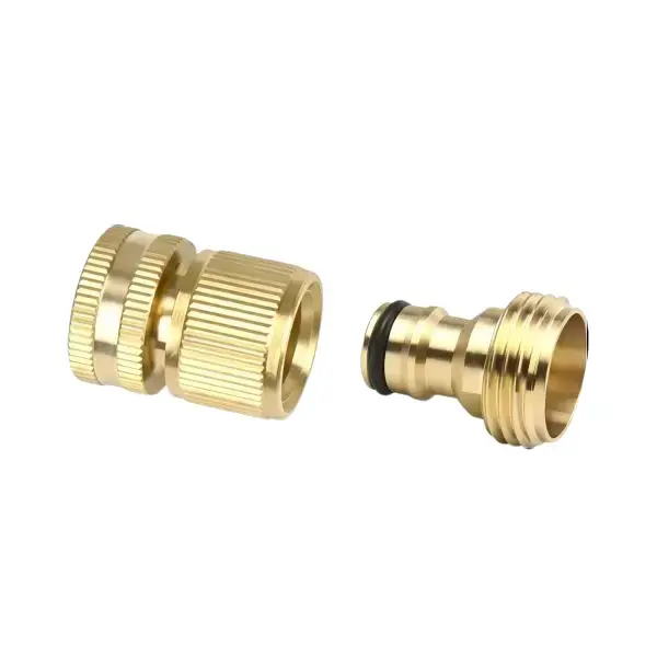 Garden Hose Quick Connect 3/4 Inch GHT Solid Brass Male Female Quick Disconnect Water Hose Fitting Connector Kit Garden Lawn Water Pipe Connection Accessories