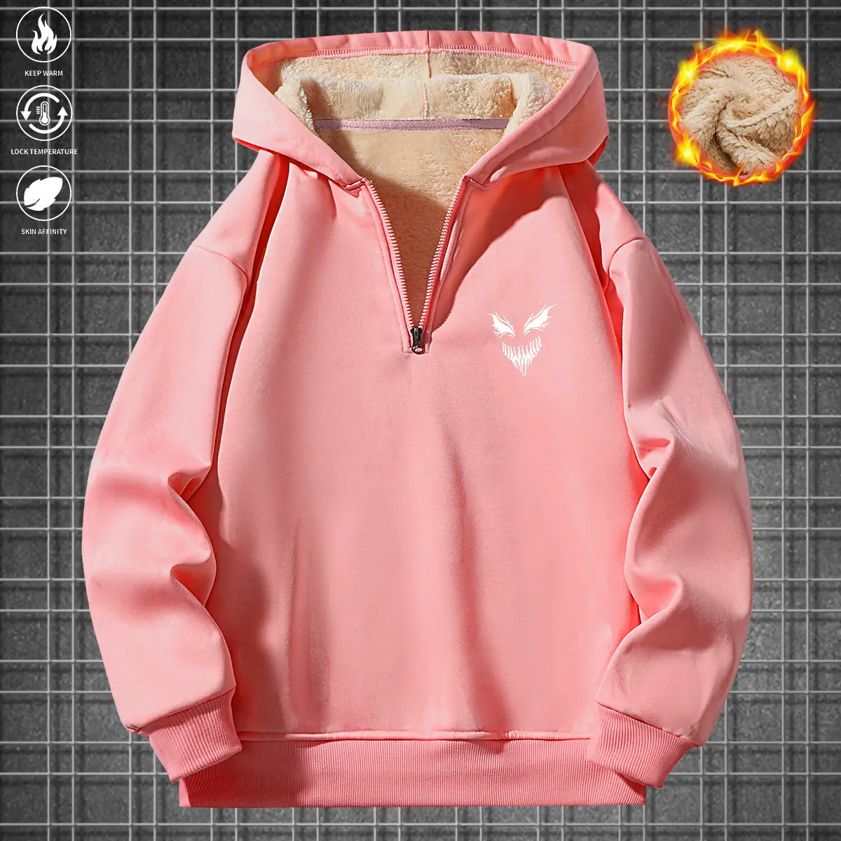 Men's Graphic Hoodie, Ultra-Soft Fleece-Lined Thermal Pullover, Relaxed Fit Streetwear Winter Top, Tops, Basic, Winter Gear, Fitted