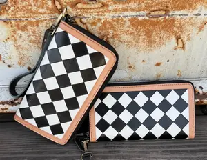 Avenue Checkered Leather Wallet