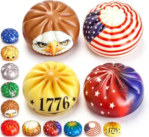 250th Anniversary Dumpling Squishy 4 Pack, USA Patriotic Theme Stress Relief Fidget Kit, America 250 Year Memorial Merchandise, Slow Rebound Squishy Toy for Independence Day Gift – 12 Designs Dark