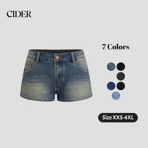 Cider Women's Low-Waisted  Denim Shorts with Classic Design