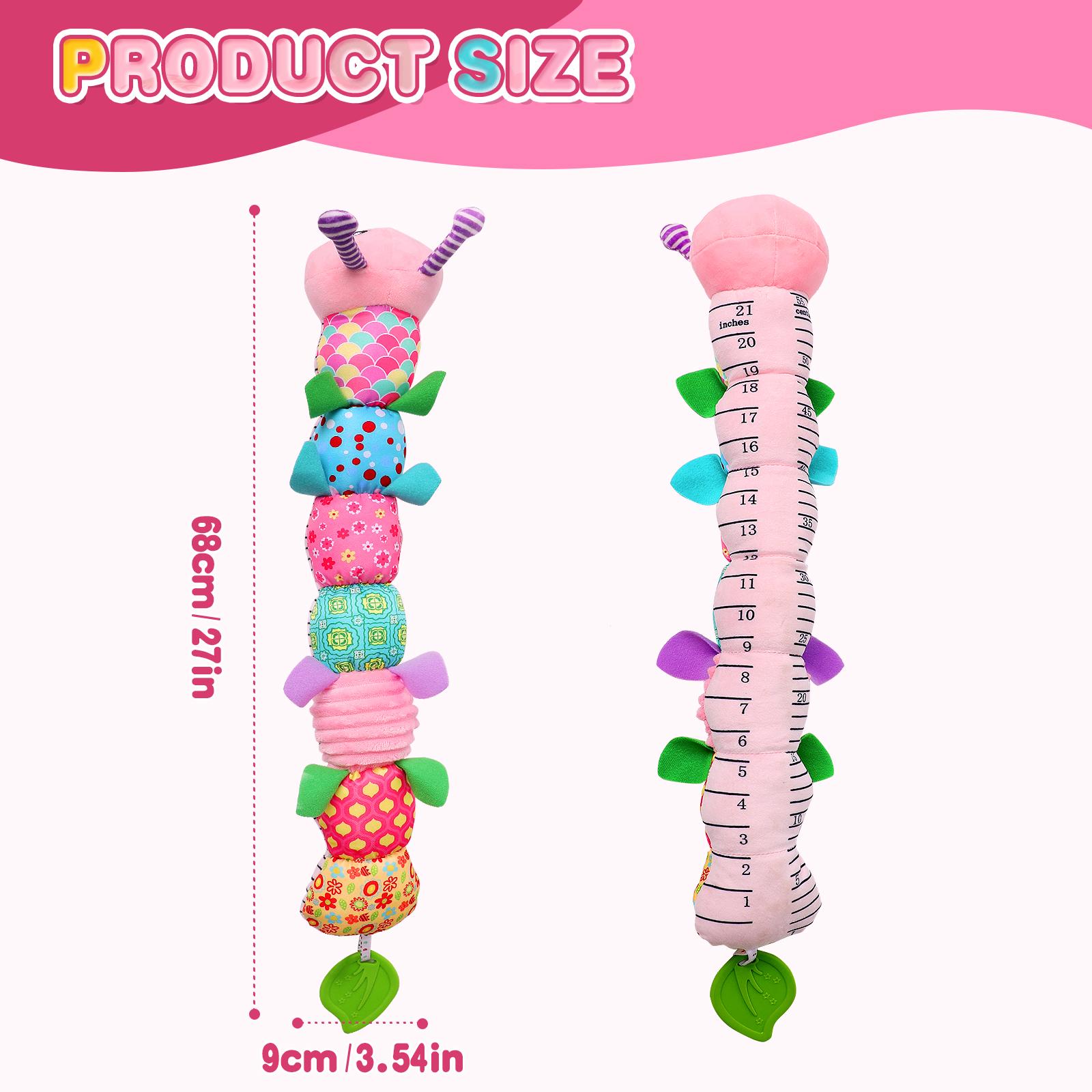 Newborn Baby Girl Gift Toys ,Infant Tummy Time Toys,Musical Stuffed Animal with Multi-Sensory Crinkle, Rattle and Textures,Baby Boy Girl Gifts,Pink Caterpillar Cute