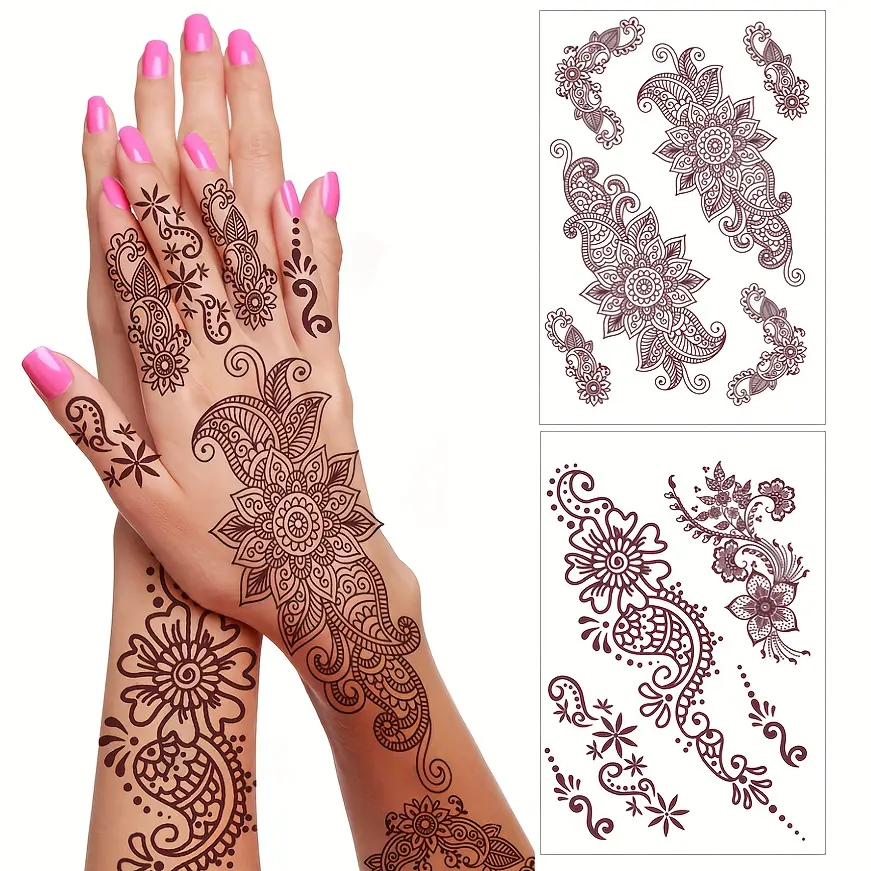 Women's Temporary Tattoo Stickers, Fake Tattoos Waterproof Lace Floral Mandala Designs for Festivals and Weddings