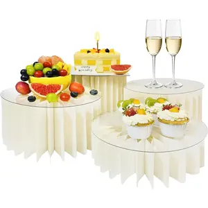 Buffet Risers Foldable Food Display Risers 4 Pack Food Risers for Buffet Table Tall Cake Stands Cylinder Stands for Party Pedestal Cake Stand Dessert Table Display Set Cupcake Stands Cupcake Display