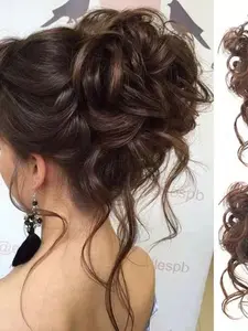 Women's Bob Wig Hair Accessories, Wavy Hairpiece Deep Light Curly Bun Clips Elastic Band Synthetic Fiber All Season Use