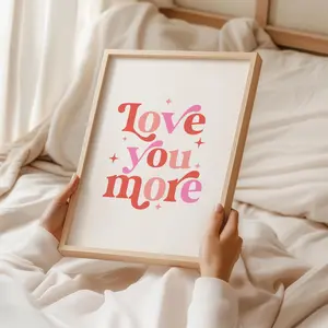 Love You More Print, Valentines Day Print, Kids Valentines, Boho Valentines Day, Galentines Party Decor Poster