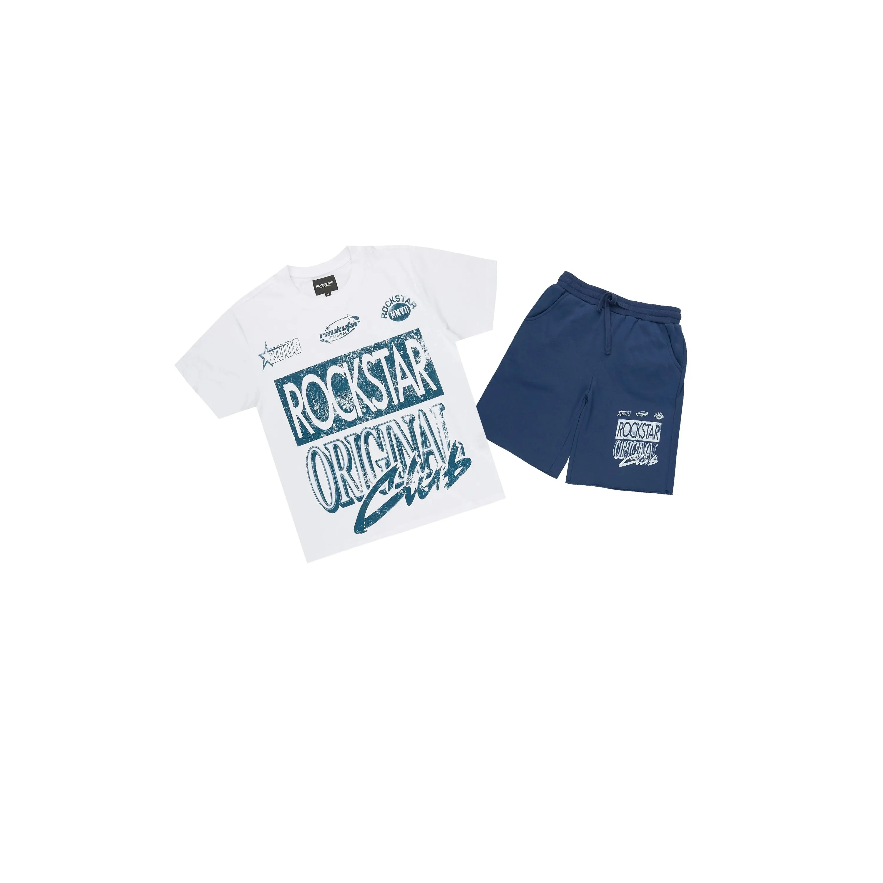 Boys Rylok White/Navy T-Shirt Short Set