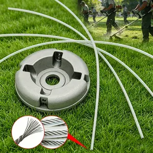 Universal Lawn Mower Head with Four Trimming Lines, Aluminum Trimmer Head for Gasoline Mowers, Anti-Tangle, Plug-And-Play, Replacement Parts, Universal Brush Cutter Head with Four Trimmer Lines for Brush Cutter Universal Aluminum Trimmer Head