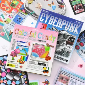 2 types, 1 type with 30 vintage mechanical style sticker sheets Cartoon patterns, mechanical text theme Paper material, minimalist style, self adhesive DIY journal decoration sticker scrapbook materials