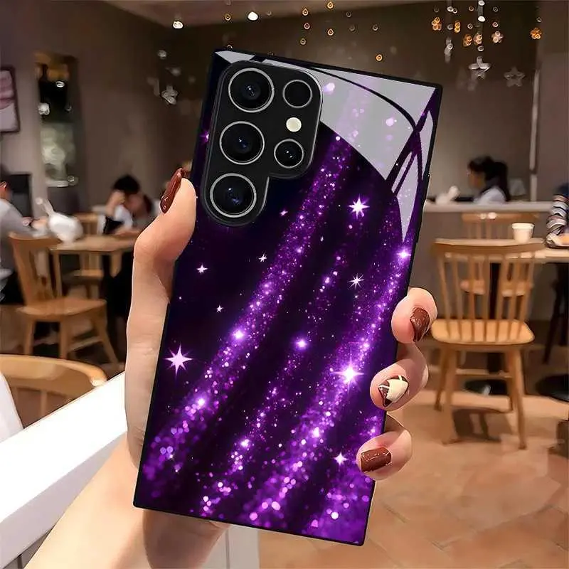 Purple Glitter Starry Sky For Samsung Galaxy S26 Phone Case For Galaxy S25+ Tempered Glass For Galaxy S24 Ultra/For Galaxy S23 HNAB19PLQWE