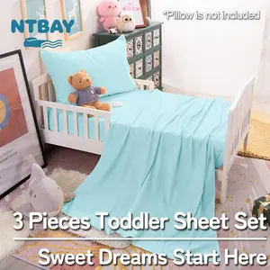 3 Pieces Solid Color Microfiber Toddler Sheet Set|NTBAY®️