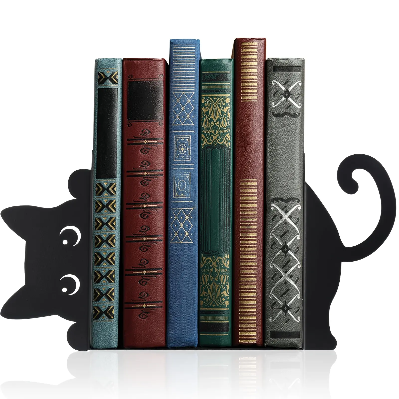 Adorable Kitten Metal Bookend - Iron Cat Book Holder Decor with Sitting & Standing Cat Figurines, Durable Bookends for Shelf Decoration, Decorative Book Ends, Desk Accessories Decor Suitable for Office, Library - Perfect Gift for Book Lovers