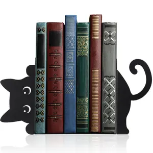 Adorable Kitten Metal Bookend - Iron Cat Book Holder Decor with Sitting & Standing Cat Figurines, Durable Bookends for Shelf Decoration Suitable for, Office, Library - Perfect Gift for Book Lovers