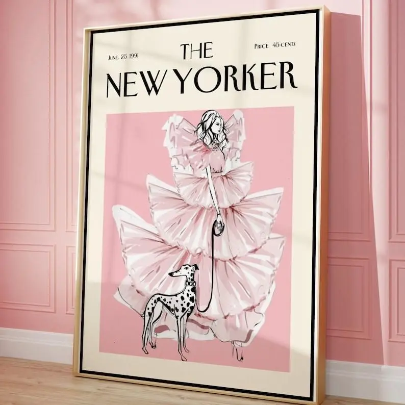 [40% OFF] [UNFRAMED]    The New Yorker Magazine Cover Poster, Vintage Retro Print, Trendy Pink Wall Art, Dorm Room Decor, Retro Magazine Wall Art
