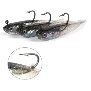 10 Soft Lure Rainbow Color Mullet Bait for Bass Trout, Freshwater & Saltwater Use, Reflective Surface, Flexible Material
