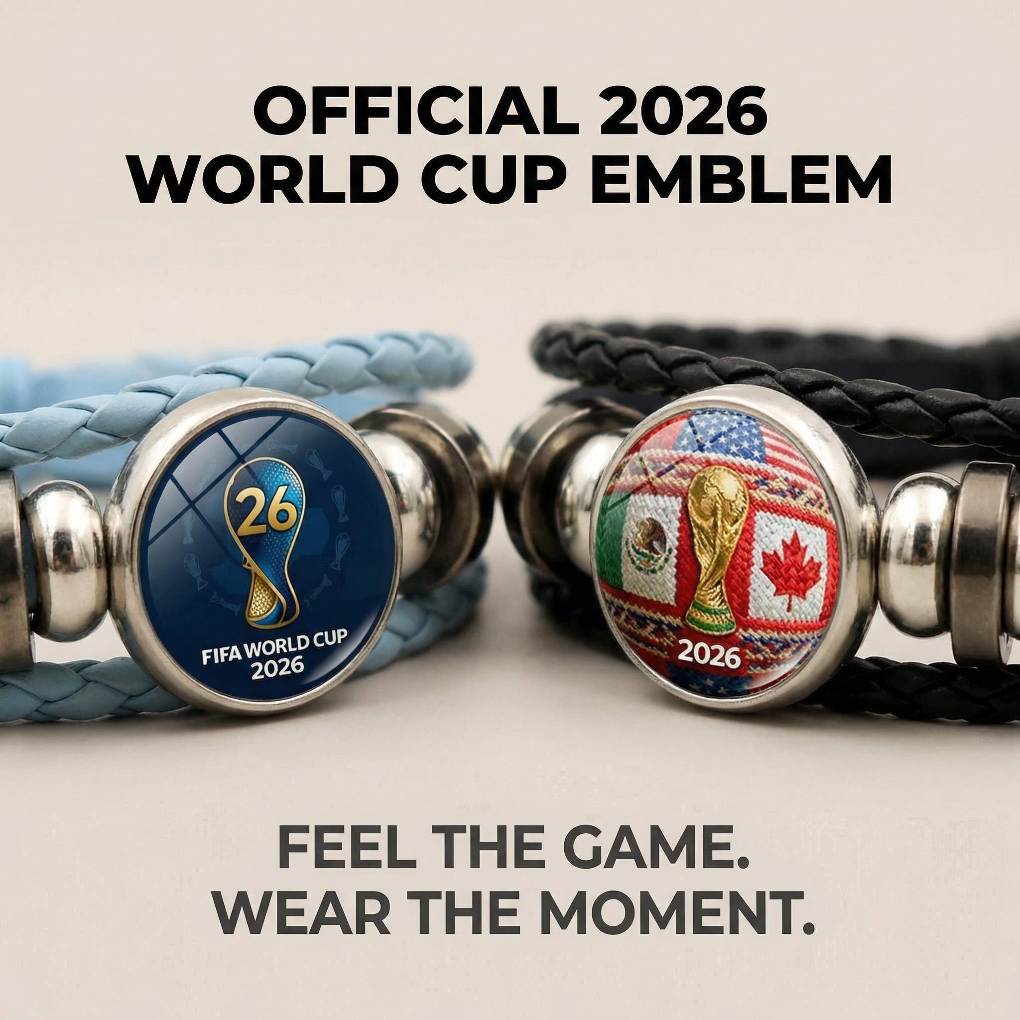 2026 World Cup Bracelet Adjustable Soccer Wristband Unisex Fan Gift PU Leather Braided Band Soft Durable Comfortable for All Day Wear