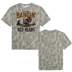 Bangin Red Heads Turkey Hunting Shirt, Mossy Oak Bottomland Camo Tee, 3D Camo Style T-Shirt, Fanmade Design, Gift For Men For Her