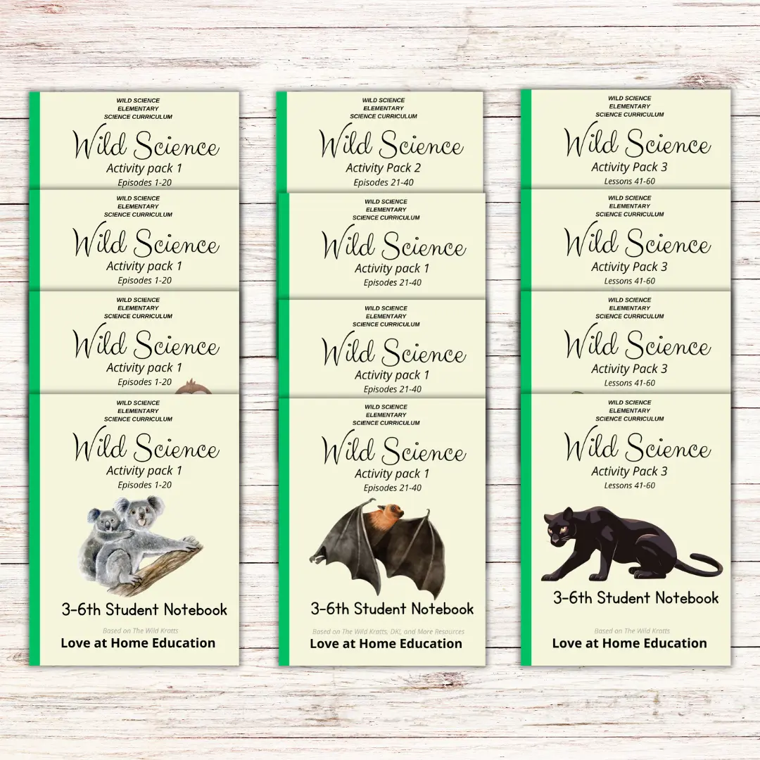 Wild Science 1-3 Bundle! Lessons 1-20 and 21-40 and 41-60 now with book and show lists for K-6th grade Learning Tools Book Workbook Paperback
