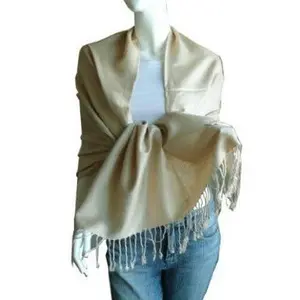 Beige Pashmina Shawl 100% Fine Wool Mix 12 PACK 2118