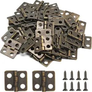 Bokwin 50PCS Mini Hinge for Wooden Jewelry Box Mini Pure Copper Hinges Retro Hinges with 200 Pieces Replacement Screws for Crafts Wooden Box Jewelry Chest Cabinet DIY Accessories - 13 X 12 Mm BokWin