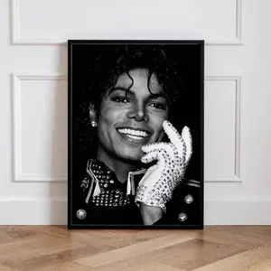 [SALE UP TO 45%] Michael Jackson Poster Pop Icon Wall Art, Music Legend Print, Black And White