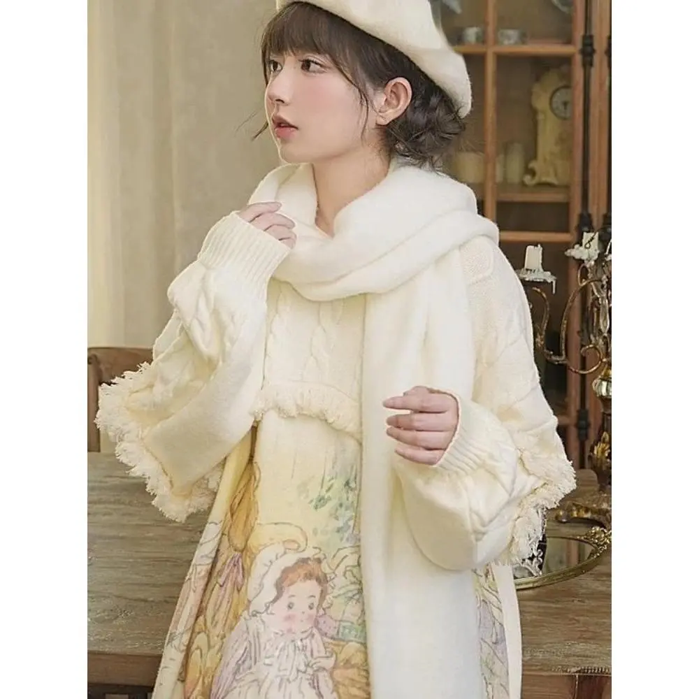 Autumn New Sweet Y2k Kawaii Cute Cartoon Sweaters Fashion All Match Tassels Vintage Jumpers Loose Women Harajuku Twist Knitwear