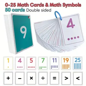 50 Math Flashcards Set for Kids, Addition Subtraction Multiplication Division Practice, Colorful Coding, Ages 6-12, Durable and Portable