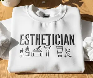Embroidered Esthetician Sweatshirt with Skincare Icons Minimalist Spa Crewneck for Beauty Therapists Gift for Skincare Lovers Licensed Pros