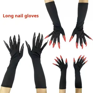 Women's Long Finger Gloves, Halloween Vampire Witch Cosplay Costume Accessories, Perfect for Party & Dress-Up Events