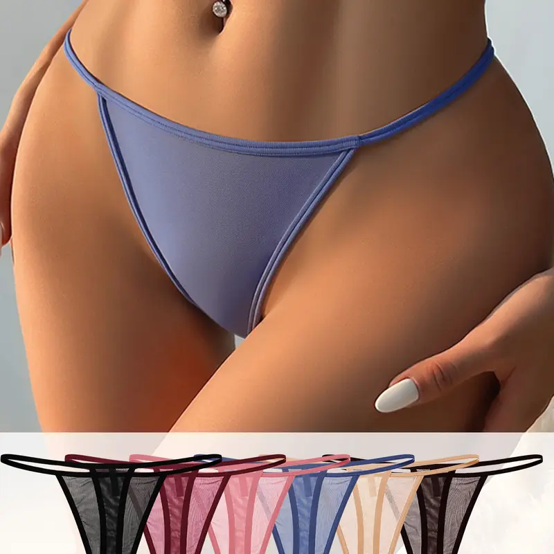 Hotcom Women's 6-Pack Low Waist Seamless Thongs Set - Chic Sleek Tucked Look, Sexy Sheer Plain Panties, Breathable Plus Size for Everyday Wear