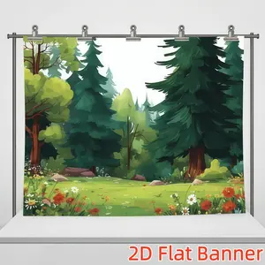 1PC,2D Flat Customize Backdrop Festival Decor Backdrop, Forest Grassland Flower Cluster Theme, Fairy - tale Natural Scene Decoration, Party Event Decor Background, Create A Dreamy Natural Atmosphere