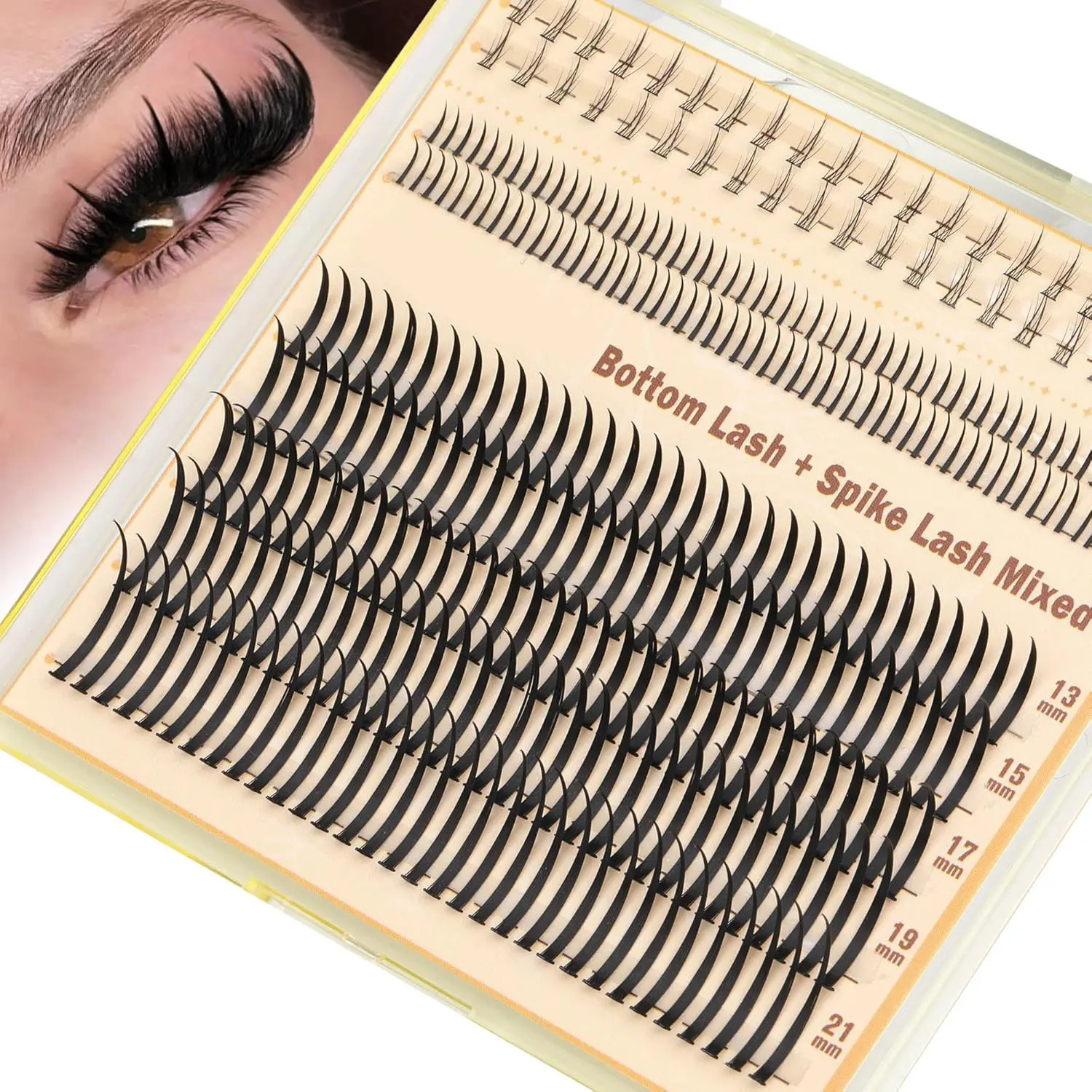 304 Cluster Lash Extensions, Mixed Lengths 5-21mm, D Curl, Artificial Cotton Band, Single Pack, No Flammable Liquid, Beauty Supplies, Bottom Lash Clusters, Eyelash Extension, D Curl Eyelashes, Cluster False Eyelashes