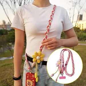Sunflower Crossbody Phone Lanyard for Women Handmade Braided Rope Strap Adjustable Neck and Shoulder Phone Holder for Smartphone and Cellphone Anti Loss Strap for iPhone Samsung Perfect for Travel Outdoor Christmas and Halloween Gift