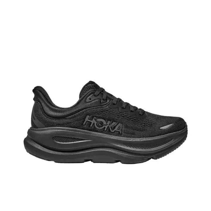 All-Black Max-Cushion Running Shoe with Engineered Mesh Upper, Meta-Rocker Geometric Midsole