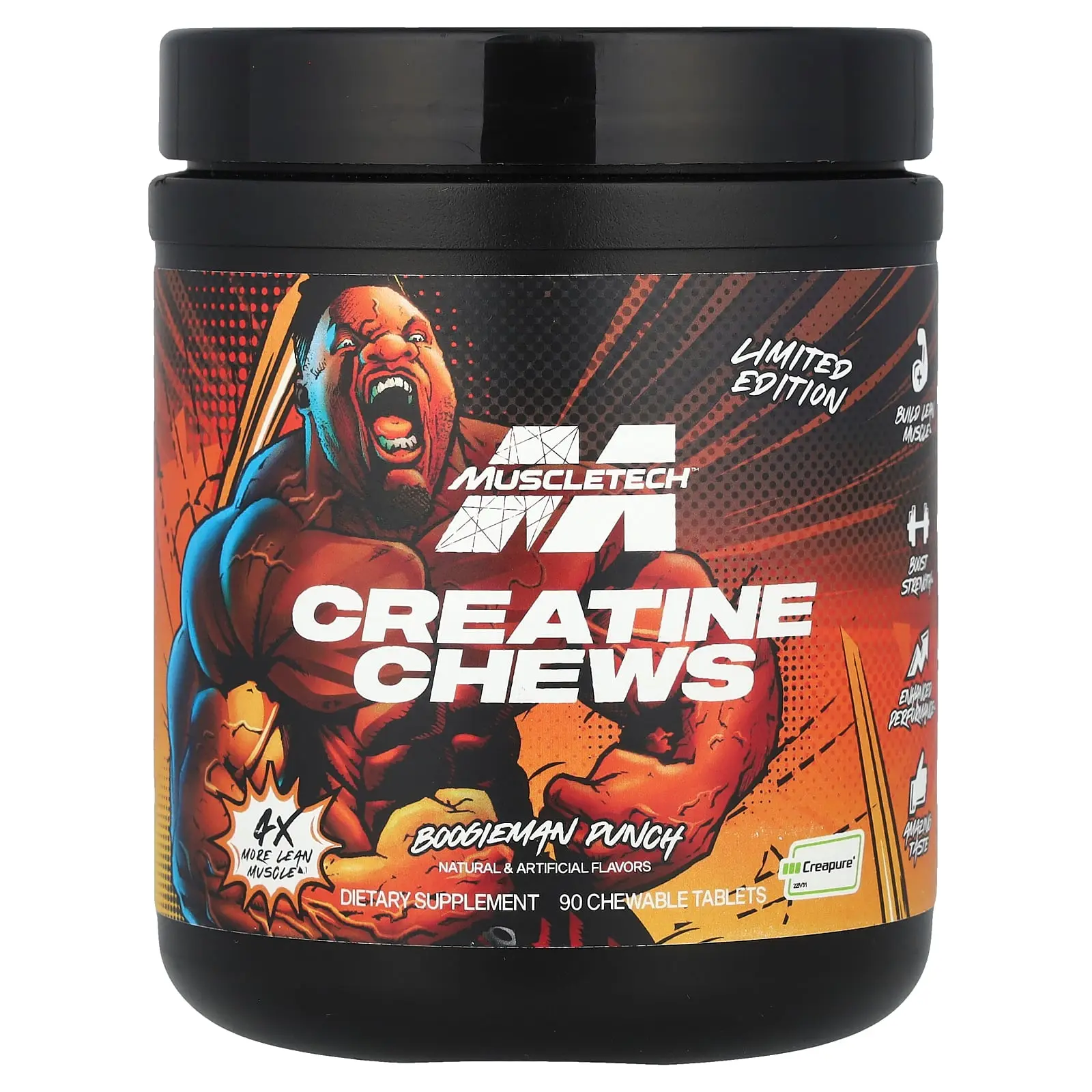 MuscleTech Limited Edition, Creatine Chews, Boogieman Punch, 90 Chewable Tablets (1 g per Tablet)