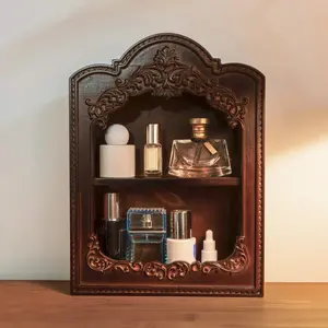 Solid Wood Embossed Shelf, Wooden Aroma Diffuser, Perfume, Decorative Wall Hanging, Storage Shelf, French Retro Carved Wall Cabinet, Small Jewelry Hanging Rack