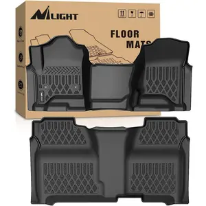 Niligft TPE Floor Mats for Chevy Silverado GMC Sierra 1500 Crew Cab 2014-2018, Chevrolet Silverado Sierra 2500HD 3500HD 2015 2016 2017 2018 2019 All Weather Custom Fit Heavy Duty Floor Liners fathersdaygift