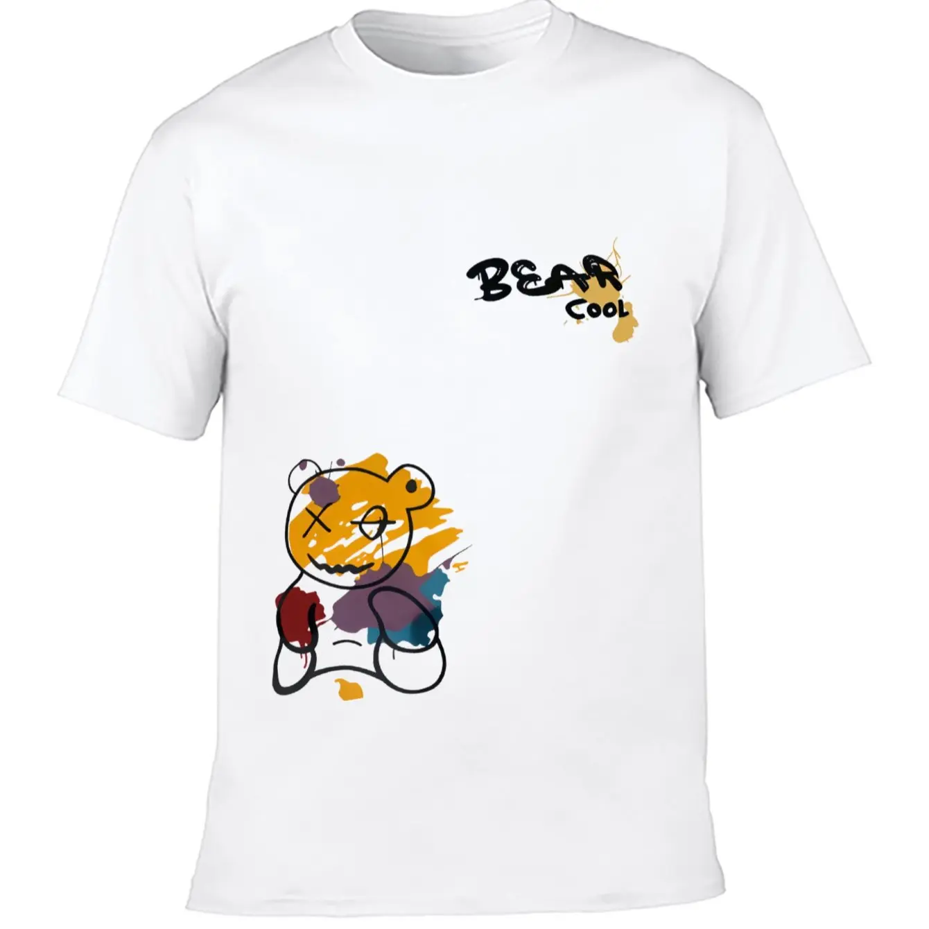 1pc Kids' Cool Bear & Alphabet Print T-Shirt - Casual Crew Neck, 100% Polyester Knit Fabric, Slight Stretch, Regular Fit, Summer Top for Boys