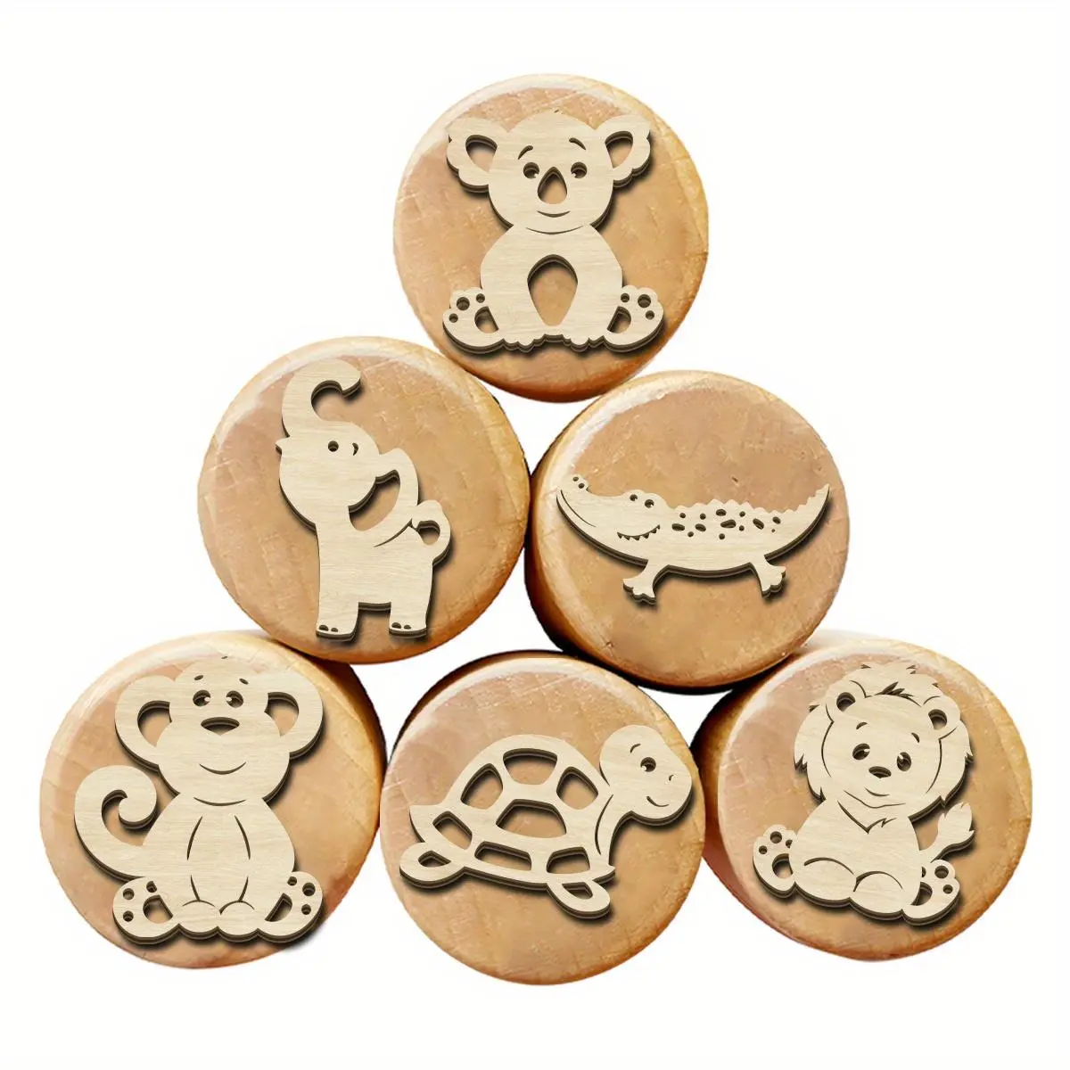 Wooden Stamp, 6 Counts/set Cute Animal Pattern Stamp, Handmade Stamp for DIY Scrapbooking, Journaling, Gift Wrapping