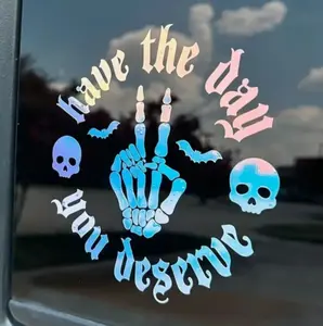 have the day you deserve skull peace skeleton hand bats car vinyl decal sticker 5" Decor Decorative car sticker skeleton hand