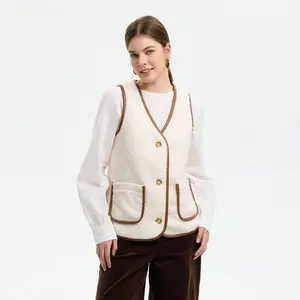 Women's Button-Front Vest - Universal Thread Cream S