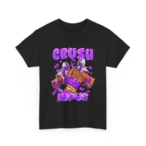 Crush Lupus Awareness Purple Sneaker Lupus Warrior Purple Ribbon Womens T-Shirt