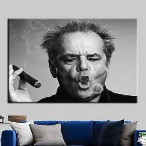 Jack Nicholson Wall Art,Jack Nicholson Cigar,Black and White Print,Jack Nicholson Print,Jack Nicholson Art,Modern Man Wall Decor