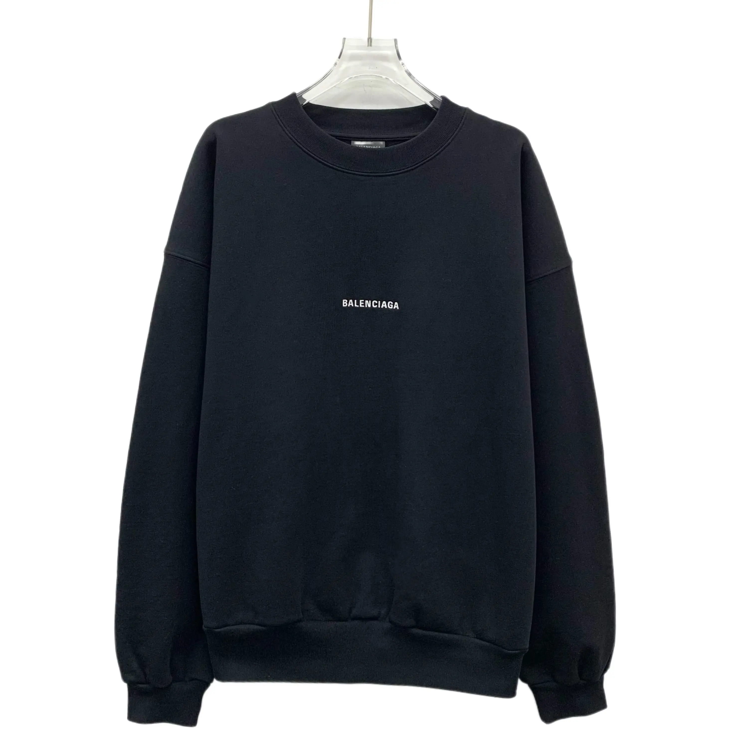 RDLT - Balenciaga Black Logo Embroidered Cotton Crewneck 