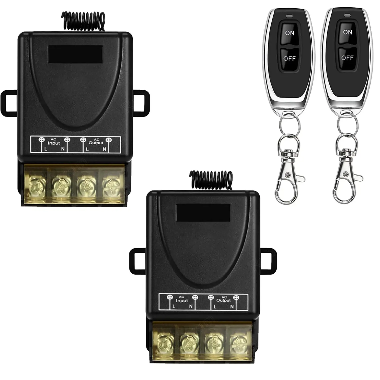 433Mhz Wireless Remote Control Switch Kit - 2 Pcs 30A Relay Receiver, 2 Transmitters, AC 110V/120V/220V/240V Compatibility for Household Appliances, Farm Irrigation