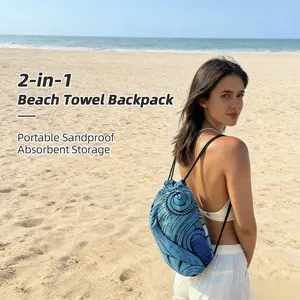 1 Pc 2-in-1 Beach Towel, Travel Towel Fast Drying Lightweight, 31.462.9inch / 80160cm, Sports Backpack Combo, Absorbent & Sandproof, Easy to Store, Soft & Quick-Drying, Pattern Options, Personal Use & Gifting
